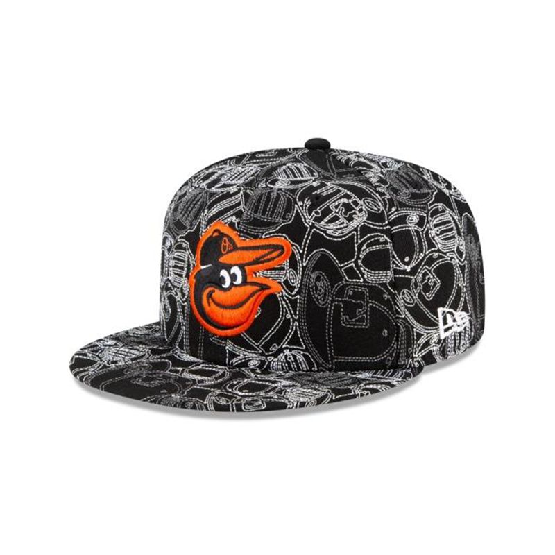 MLB Baltimore Orioles Cap Chaos 59Fifty Fitted (SHZ3675) - Black New Era Caps